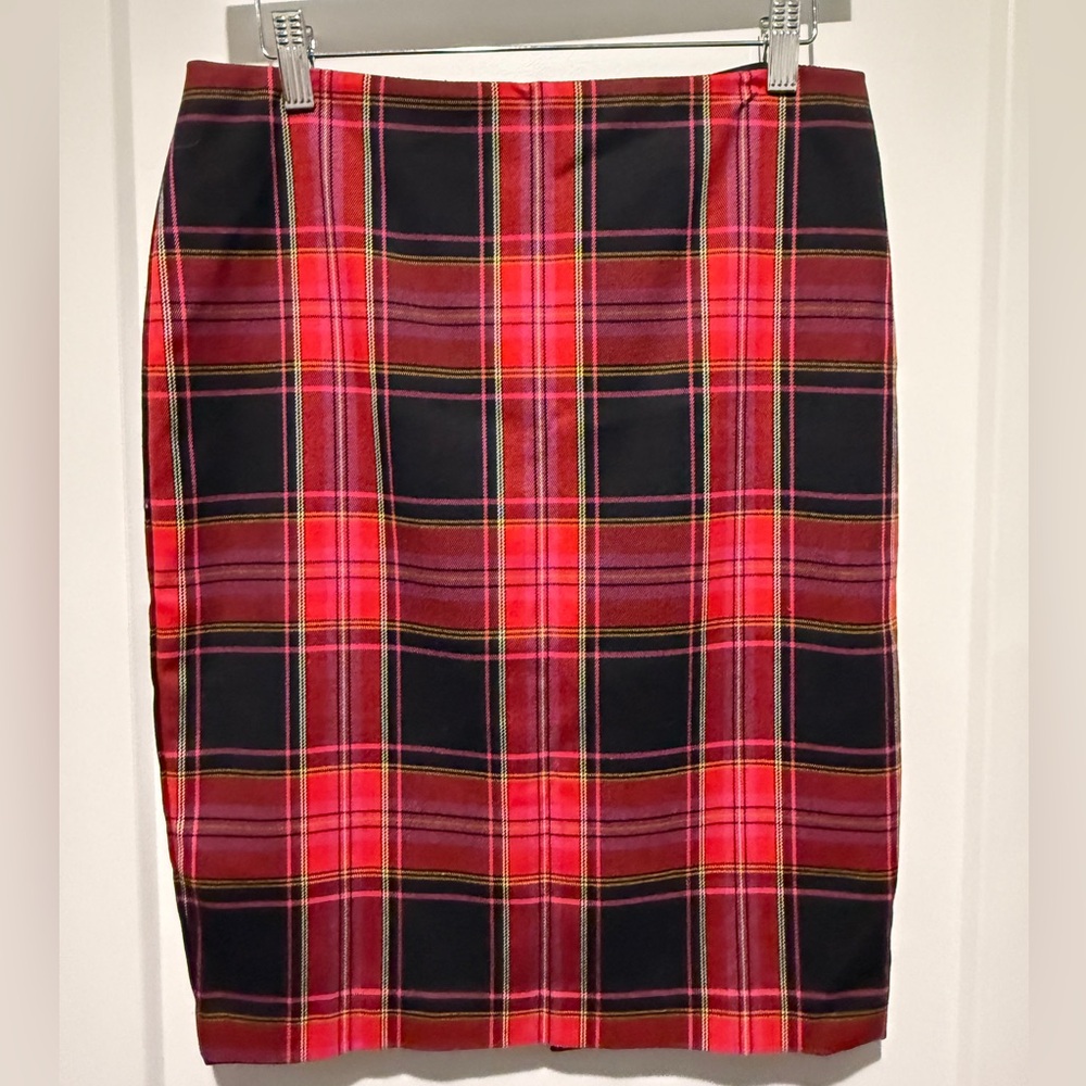 Trina Turk colorful tartan plaid pencil skirt size 4